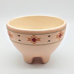 Vintage Treasure Craft Southwestern Peach Ceramic Footed Bowl